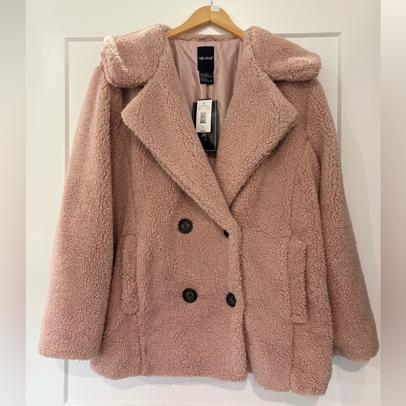 Me Jane Pink Teddy Sherpa Pea Coat - Picture 1 of 6